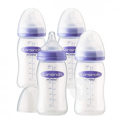 Lansinoh USA wide bore anti flatulence PP milk bottle with four pieces of 240ml for more than 3 months