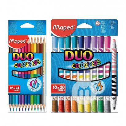Maped French double-headed two-color washable watercolor pen + pencil combination overseas local original