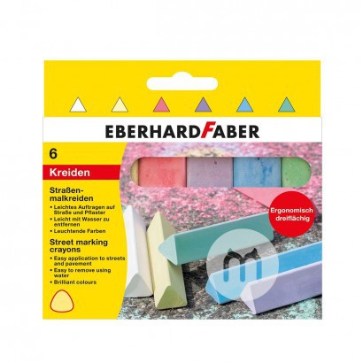 EBERHARD FABER German Children's Triangle Street Colored Chalk 6 Pack Overseas Local Original