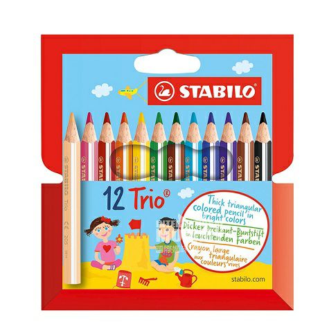 STABILO German trio 12 thick triangle crayons short paragraph overseas local original