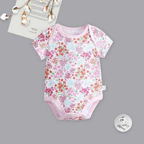 Verantwortung girl baby pastoral style fresh small floral summer short-sleeved triangle romper