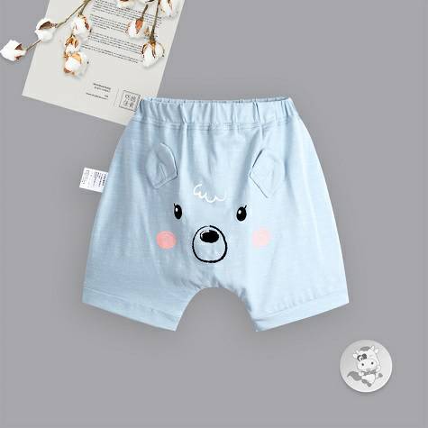 Verantwortung Baby boys and girls fashion cute little ear bear Harlan five-point PP pants blue