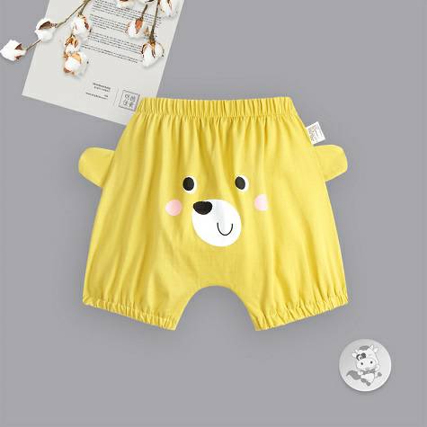 Verantwortung Baby boys and girls fashion side ear bear Harlan five-point PP pants yellow