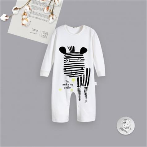 Verantwortung Baby boys and girls spring and autumn simple and fresh zebra baby one-piece