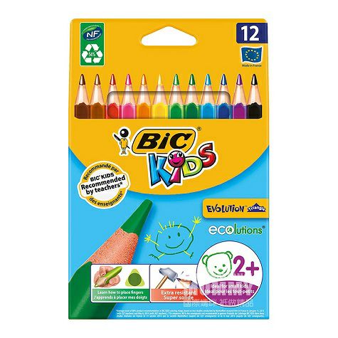 BIC KIDS French children's non-toxic and tasteless baby graffiti 12-color crayons overseas local original