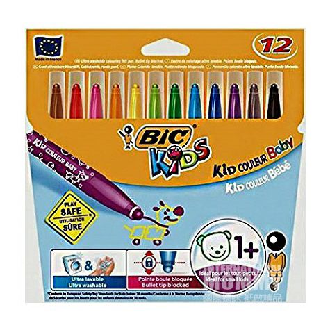 BIC KIDS French children's non-toxic and tasteless baby graffiti 12-color watercolor pen overseas local original