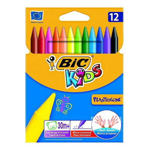 BIC KIDS French children's non-toxic washable graffiti 12-color crayons overseas local original