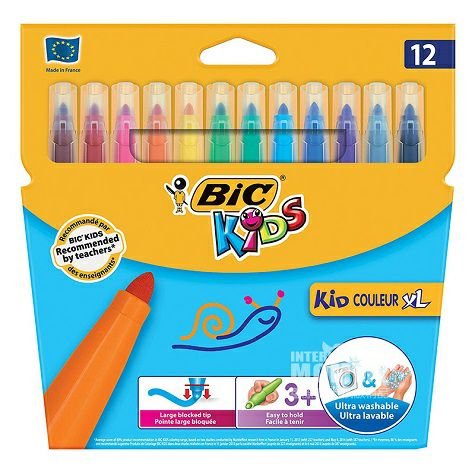 BIC KIDS French children's non-toxic and tasteless baby graffiti 12-color watercolor pen over 3 years old Overseas local
