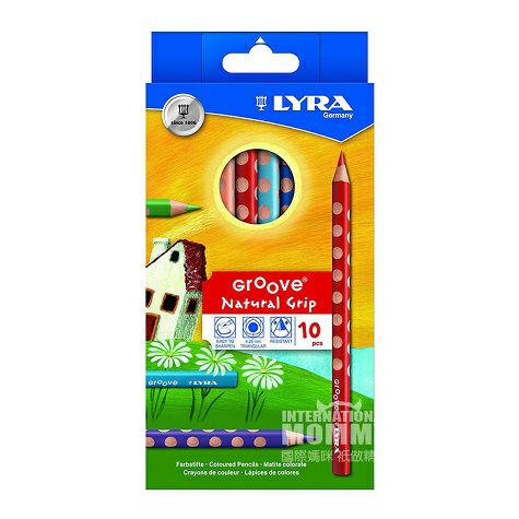 LYRA German children's easy-to-hold triangle hole colored pencils 10 packs overseas local original