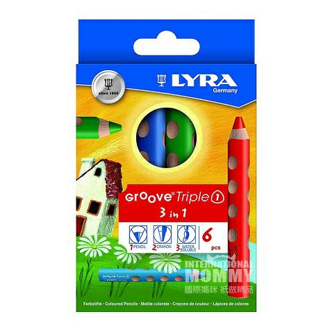 LYRA German Children's Easy-to-hold Triangular Hole Colored Pencils 6 Packs Original Overseas