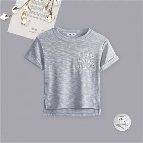 Verantwortung Baby boys and girls fashion personality short-sleeved rolled-sleeved T-shirt dark gray