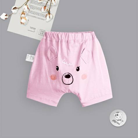 Verantwortung baby girl fashion cute little ear bear Harlan five-point PP pants pink