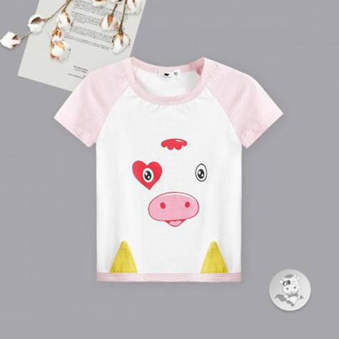Verantwortung baby girl wild love calf summer short-sleeved T-shirt pink
