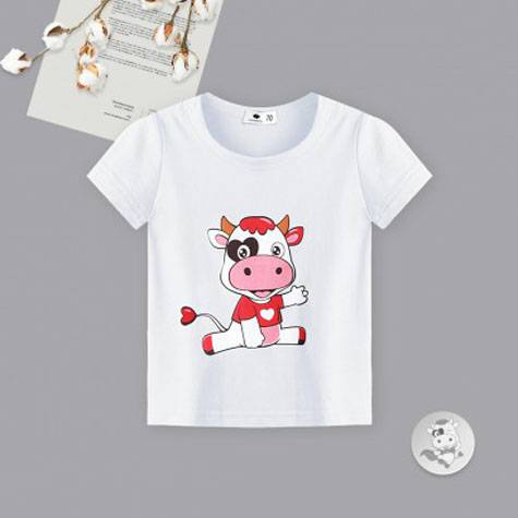 Verantwortung Baby boys and girls wild casual jumping calf summer short-sleeved T-shirt white