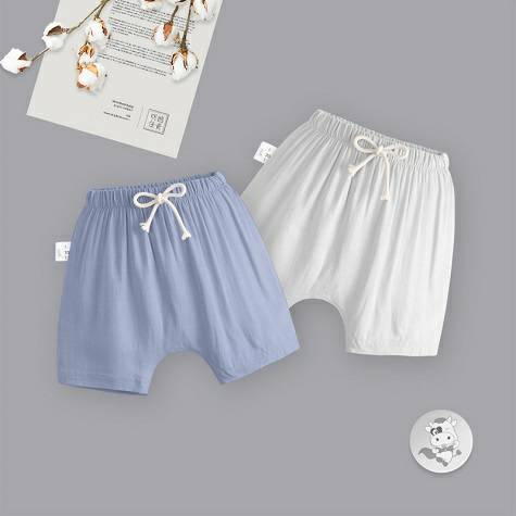 [2 pieces] Verantwortung Baby boys and girls fresh European and American style summer mosquito PP shorts gray + gray blu