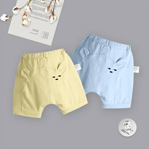 [2 pieces] Verantwortung Baby boys and girls simple three-point bear summer PP shorts blue+yellow