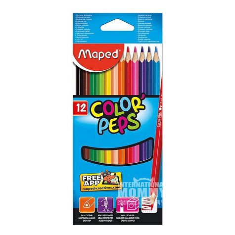 Maped French Easy-to-grip Triangular Colored Pencils 12 Packs Original Overseas