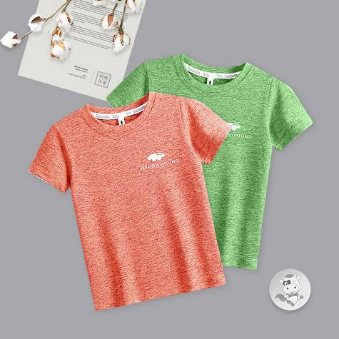[2 pieces] Verantwortung Baby boys and girls classic comfortable breathable quick-drying T-shirt thin orange + green