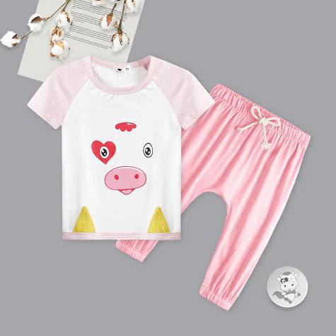 [2 pieces] Verantwortung baby girl wild love calf short-sleeved T-shirt + fresh European and American style spring and a