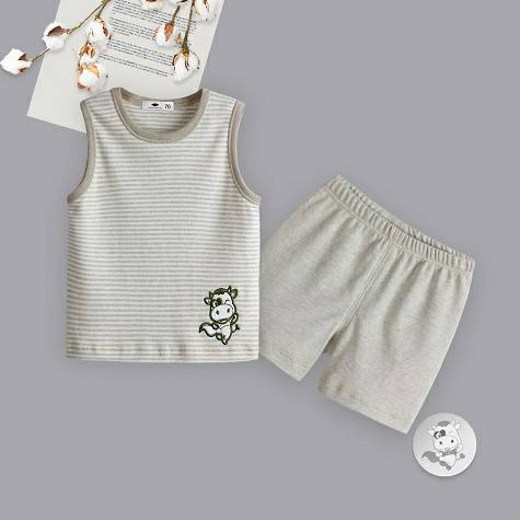 Verantwortung Baby boys and girls organic color cotton summer thin suit classic striped vest shorts