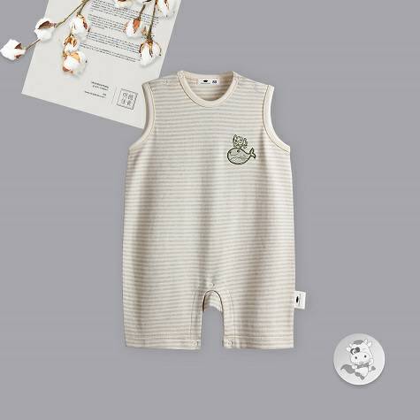 Verantwortung baby boy and girl organic color cotton summer thin one-piece suit classic striped vest romper romper