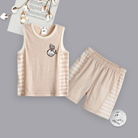 Verantwortung Baby boys and girls organic color cotton summer thin suit breathable vest shorts