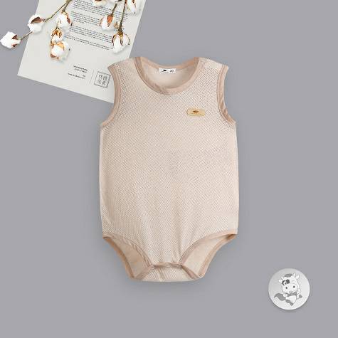 Verantwortung baby boy and girl organic color cotton summer thin jumpsuit mesh jersey triangle romper climbing suit