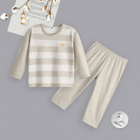 Verantwortung Baby boys and girls organic color cotton spring and autumn pajamas set classic striped long-sleeved trouse