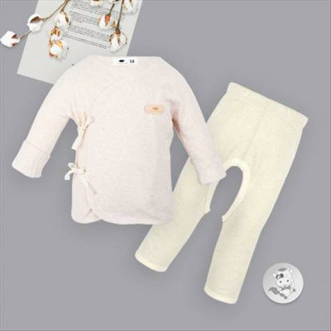 [2pcs] Verantwortung Baby boys and girls newborn organic colored cotton suit Four seasons thin threaded jacquard top Lig