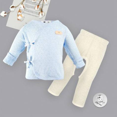 [2pcs] Verantwortung Baby boys and girls newborn organic colored cotton suit four seasons thin threaded jacquard top blu