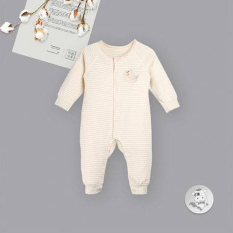 Verantwortung Baby boys and girls organic color cotton one-piece pajamas underwear European classic light coffee stripes