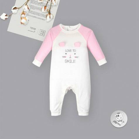 Verantwortung Baby boys and girls organic cotton one-piece romper European-style laughing cat