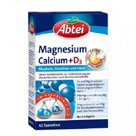 Abtei Germany vitamin D3 + calcium and magnesium tablets for bone health