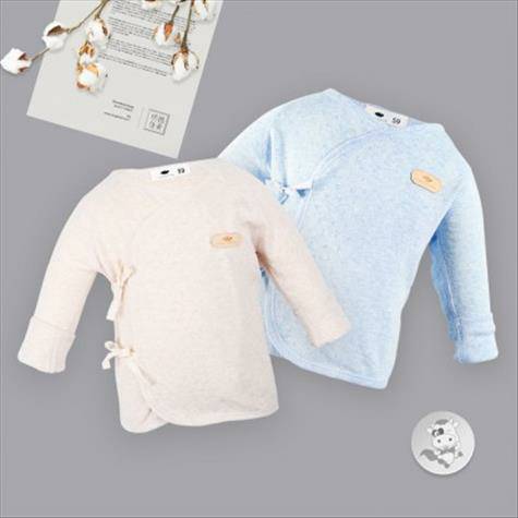 [2 pieces] Verantwortung baby boy and girl organic colored cotton four seasons thin newborn threaded jacquard top blue +