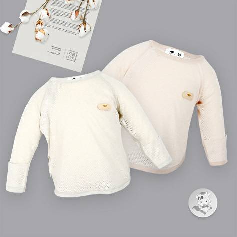 [2 pieces] Verantwortung baby boy and girl organic colored cotton four seasons thin newborn net gauze jersey top light g