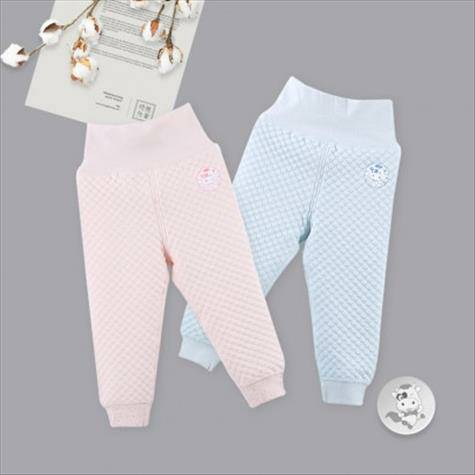 [2 pieces] Verantwortung baby boy and girl organic cotton high waist belly protection pants blue+pink