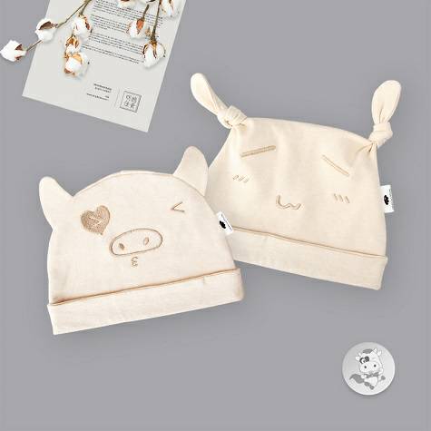 [2 pieces] Verantwortung baby boy and girl organic colored cotton double layer naughty horn hat + cute antler hat light 