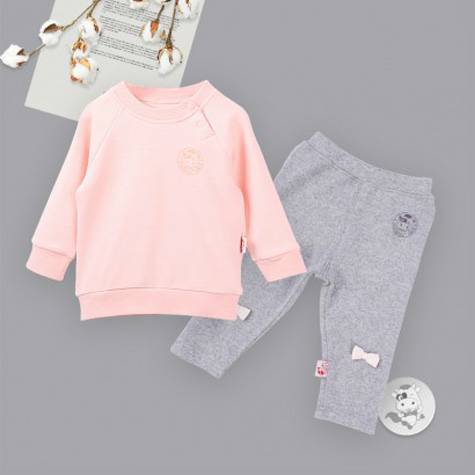 [2 pieces] Verantwortung Baby boys and girls organic cotton long-sleeved bottoming shirt, vibrant solid color pink + org