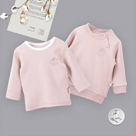 [2 pieces] Verantwortung Baby boys and girls organic cotton long-sleeved bottoming shirt, vibrant solid color + classic 