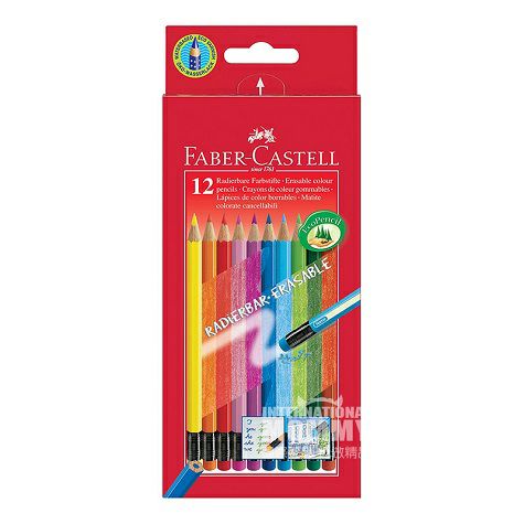 FABER-CASTELL German 12-color Eraser Erasable Colored Pencils Original Overseas Local Edition