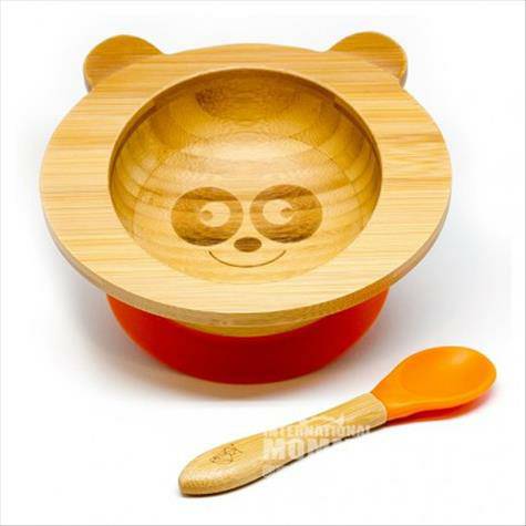 KLEINER FUCHS German natural bamboo wood baby non-slip suction cup bowl spoon set overseas local original