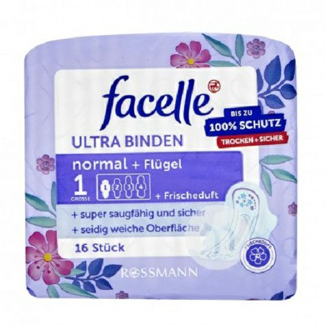 Facelle German Daily Wing Guard Sanitary Napkin Three Drops of Water 16 Pieces*2 Original Overseas