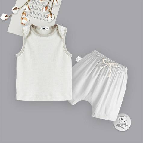 [2 pieces] Verantwortung Baby boys and girls organic color cotton short-sleeved European-style elegant skin-friendly sum