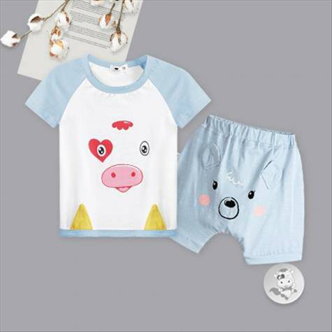 [2 pieces] Verantwortung Baby boys and girls all-match love calf summer short-sleeved T-shirt + fashion cute little ears