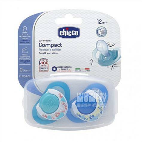 Chicco Italian boys compact silicone pacifier two pack more than 12 months