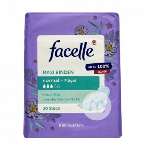 Facelle German Daily Wing Guard Sanitary Napkin Three Drops of Water 20 Pieces*2 Original Overseas