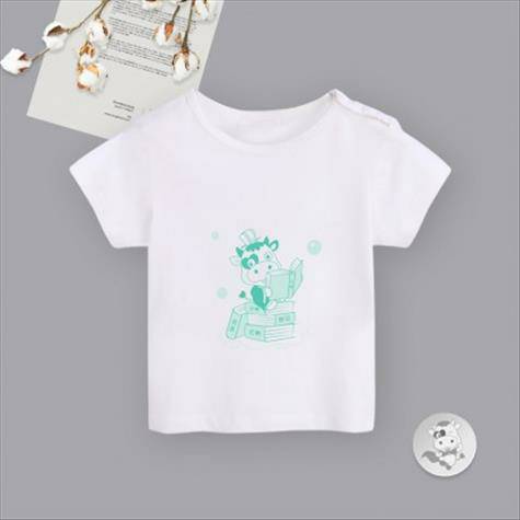 Verantwortung Baby boys and girls Chinese boutique culture cotton summer short-sleeved T-shirt original white