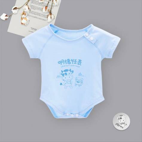 Verantwortung Baby boys and girls Chinese boutique culture cotton summer short-sleeved romper romper light blue
