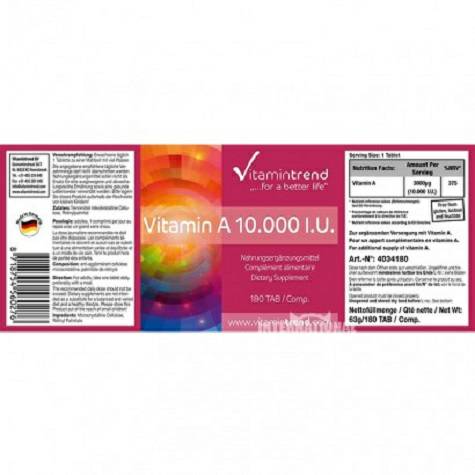 Vitamintrend German 180 vitamin A t...