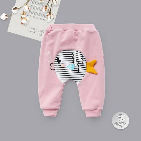 Verantwortung Baby boys and girls playful bubble fish plus velvet big PP pants pink